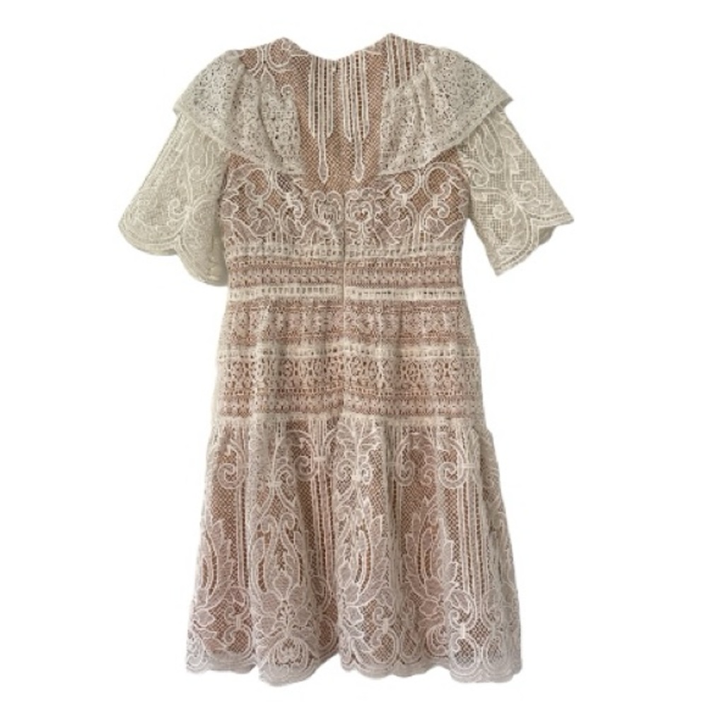ML Monique Lhuillier White Lace Mini Dress Size 4 - Picture 9 of 10